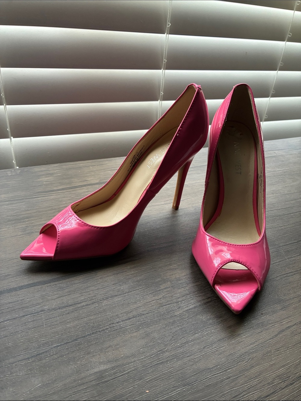 Nine West Hot Pink Patent Peep-Toe Stiletto Pumps
